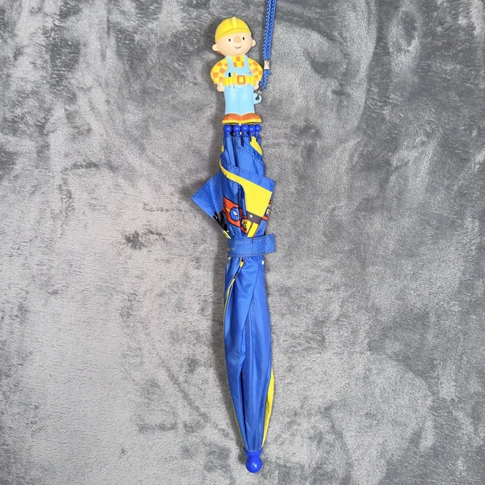 Bob the Builder Kids Umbrella Blue Yellow Scoop Character Handle Cartoon